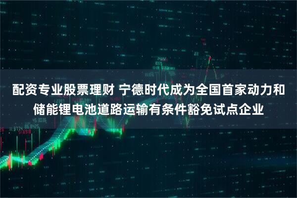 配资专业股票理财 宁德时代成为全国首家动力和储能锂电池道路运输有条件豁免试点企业